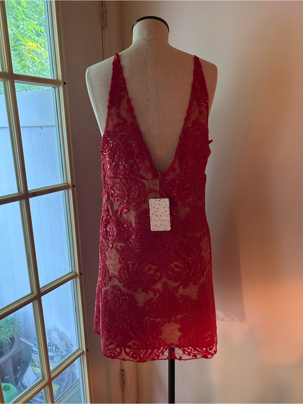 Free People shimmers lace slip dress size 8. Red/tan. New with tags. Party! - Picture 7 of 15